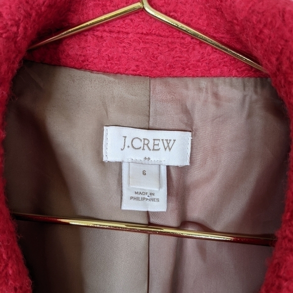 J. Crew Boiled Wool Blend Short Red Pea Coat - Picture 5 of 8